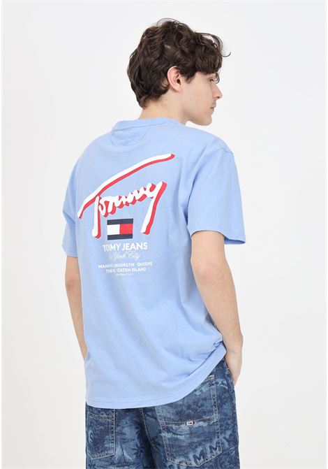 T-shirt da uomo celeste chiaro Reg 3D Street TOMMY JEANS | DM0DM18574C3SC3S